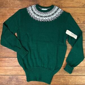 Vintage women’s 1960s crew neck faire isle sweater new with tags acrylic